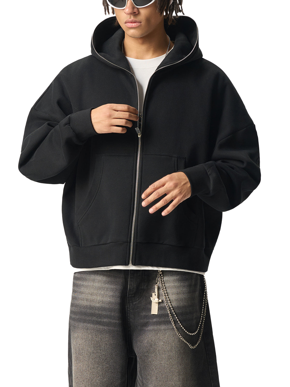 VAGORA Fleeced Full-Zip Boxy Hoodie (350 GSM)