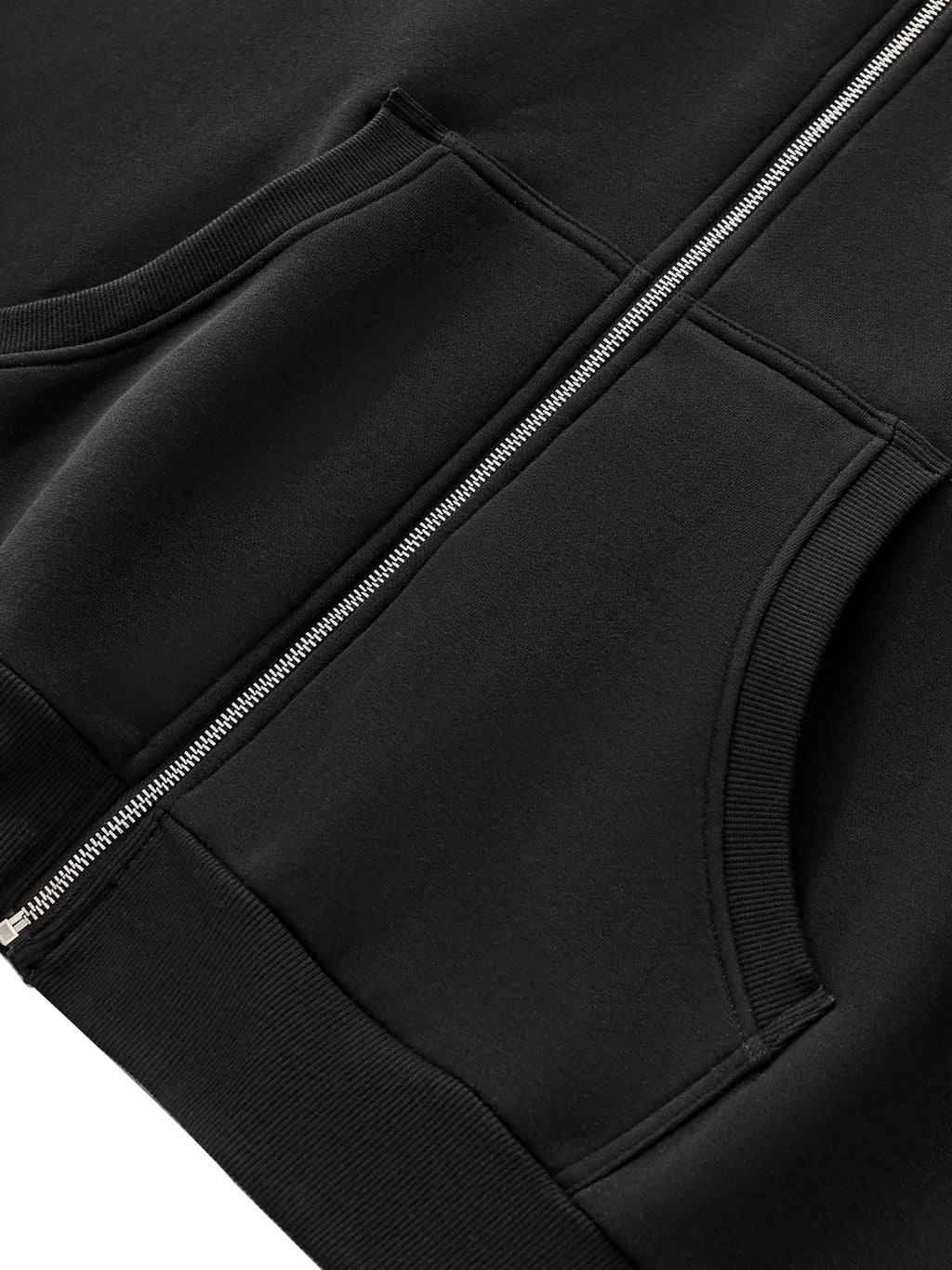 VAGORA Fleeced Full-Zip Boxy Hoodie (350 GSM)