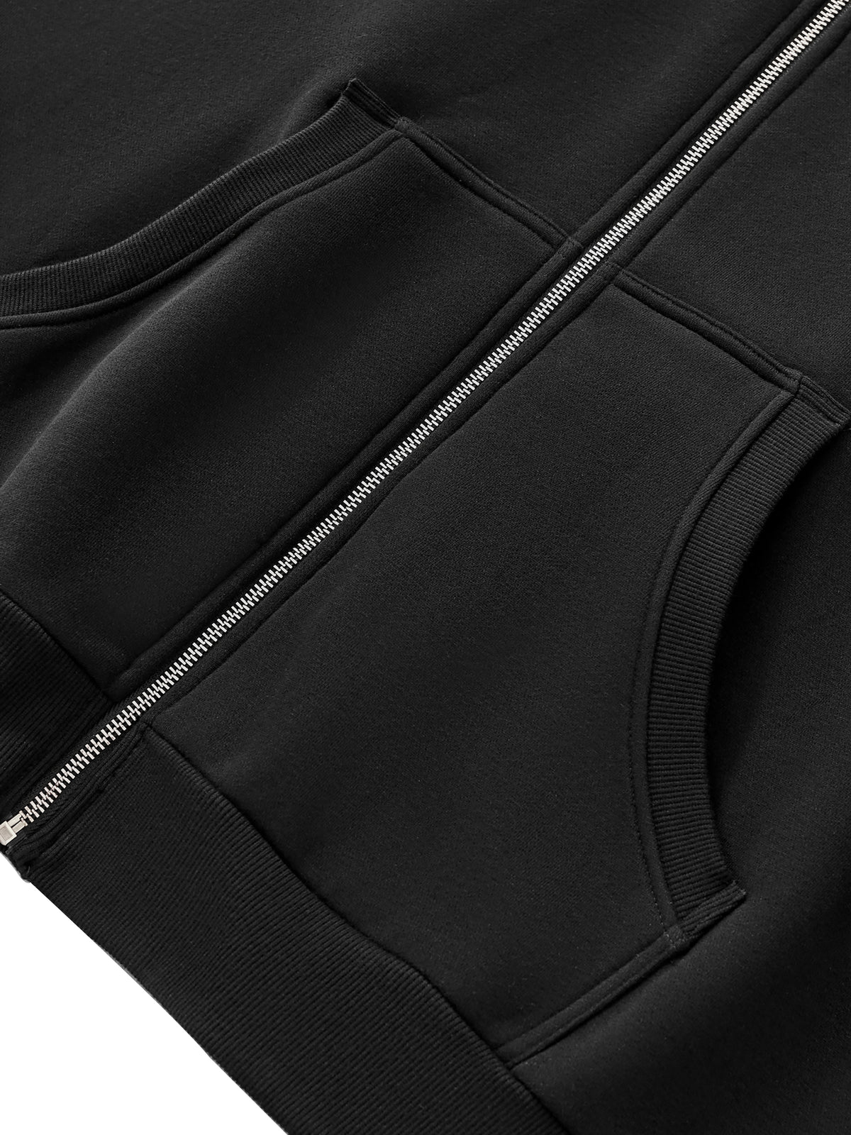 VAGORA Fleeced Full-Zip Boxy Hoodie (350 GSM)