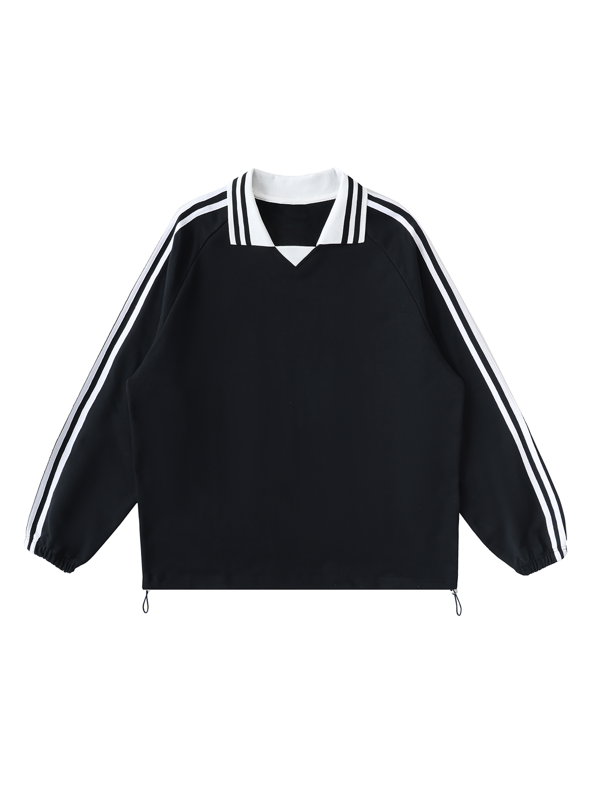 VAGORA Contrast Striped Lapel Collar Sweatshirt (380 GSM)