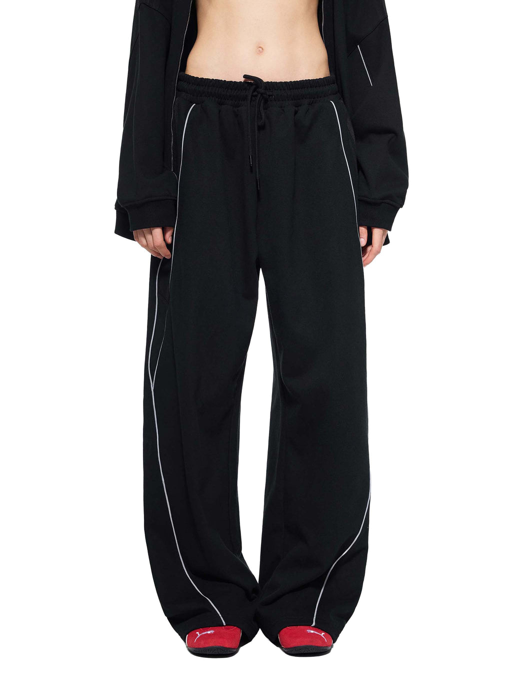 VAGORA Reflection Striped Straight-Leg Sweatpants (365 GSM)
