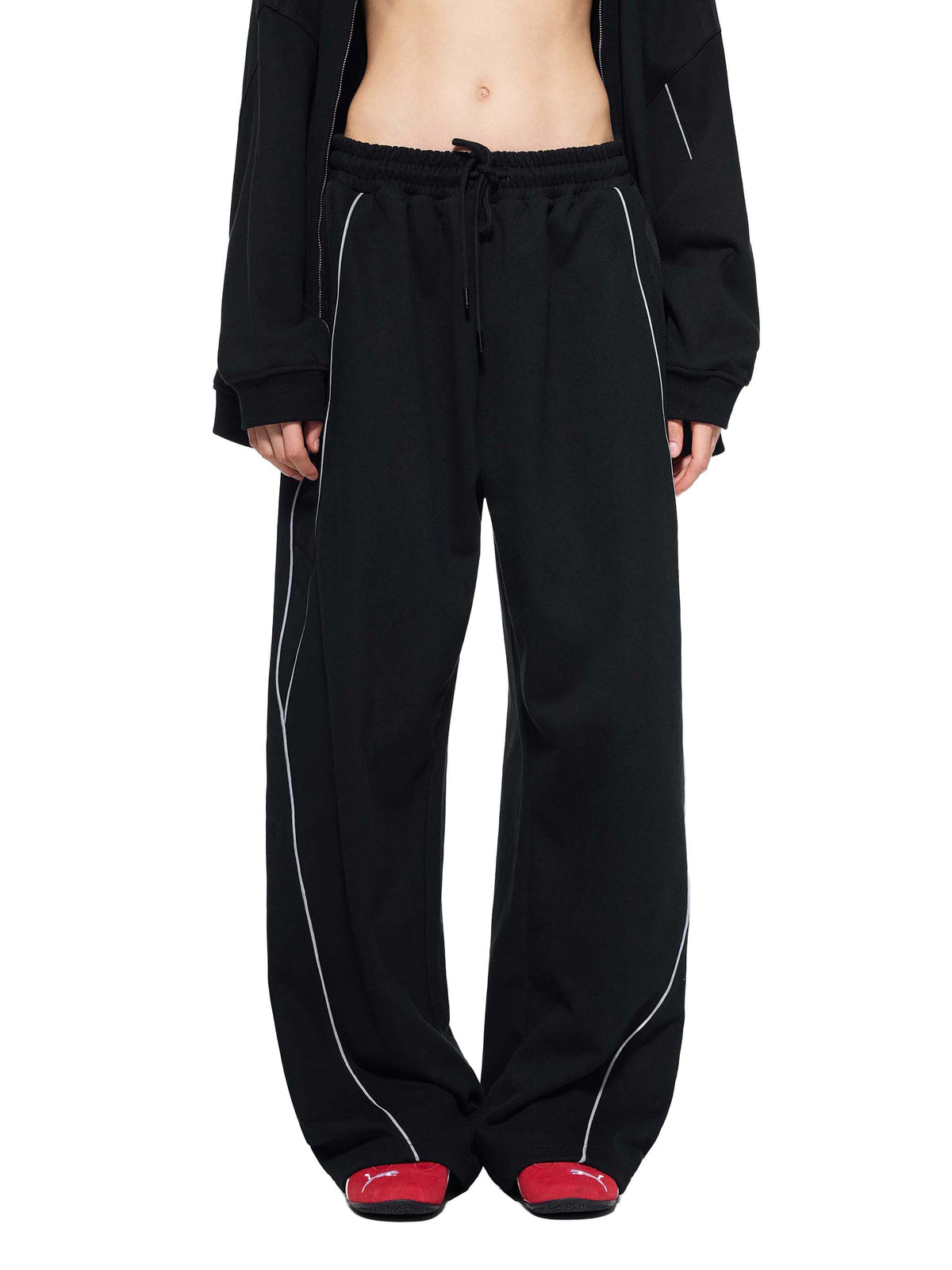 VAGORA Reflection Striped Straight-Leg Sweatpants (365 GSM)