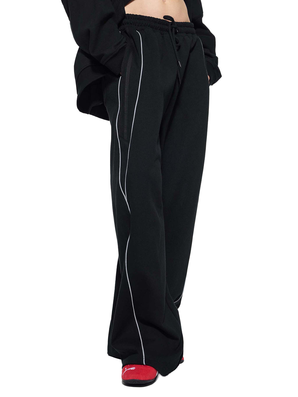 VAGORA Reflection Striped Straight-Leg Sweatpants (365 GSM)