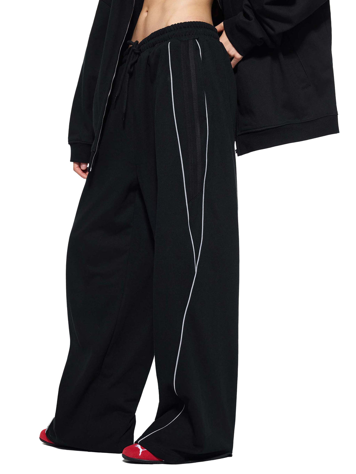 VAGORA Reflection Striped Straight-Leg Sweatpants (365 GSM)