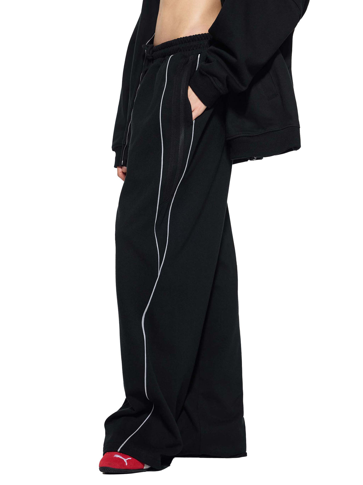 VAGORA Reflection Striped Straight-Leg Sweatpants (365 GSM)