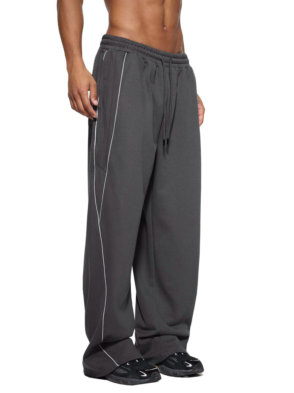 VAGORA Reflection Striped Straight-Leg Sweatpants (365 GSM)