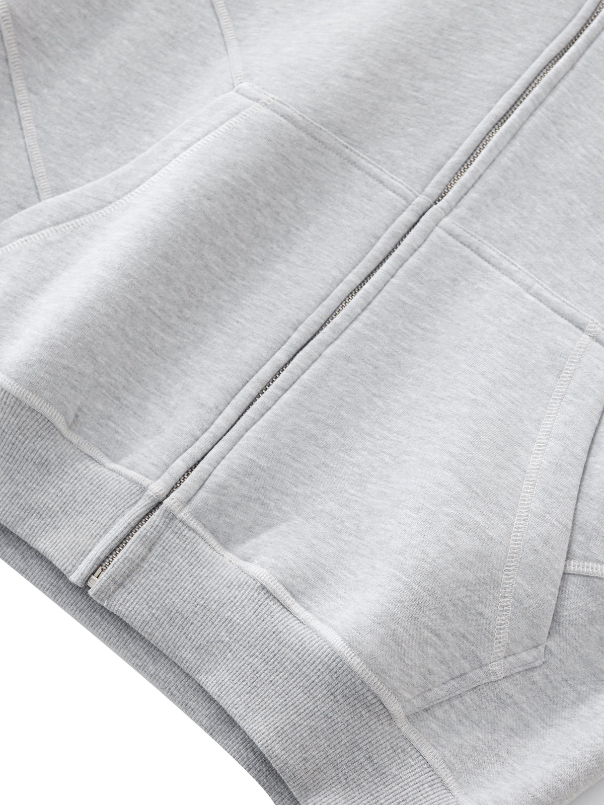 VAGORA Contrast-Stitched Boxy Zip Hoodie (350 GSM)