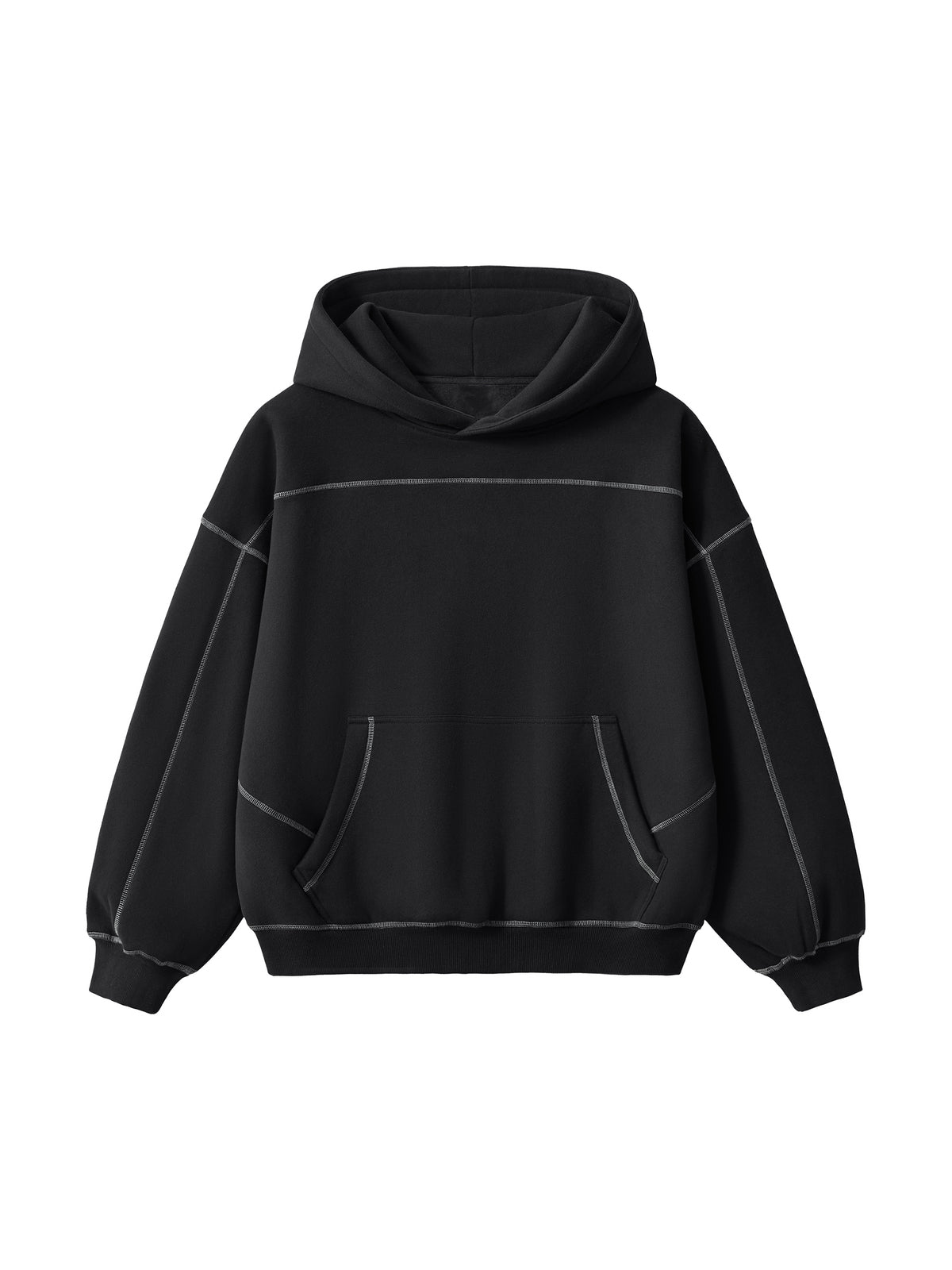 VAGORA Contrast-Stitched Boxy Fleece Hoodie (350 GSM)