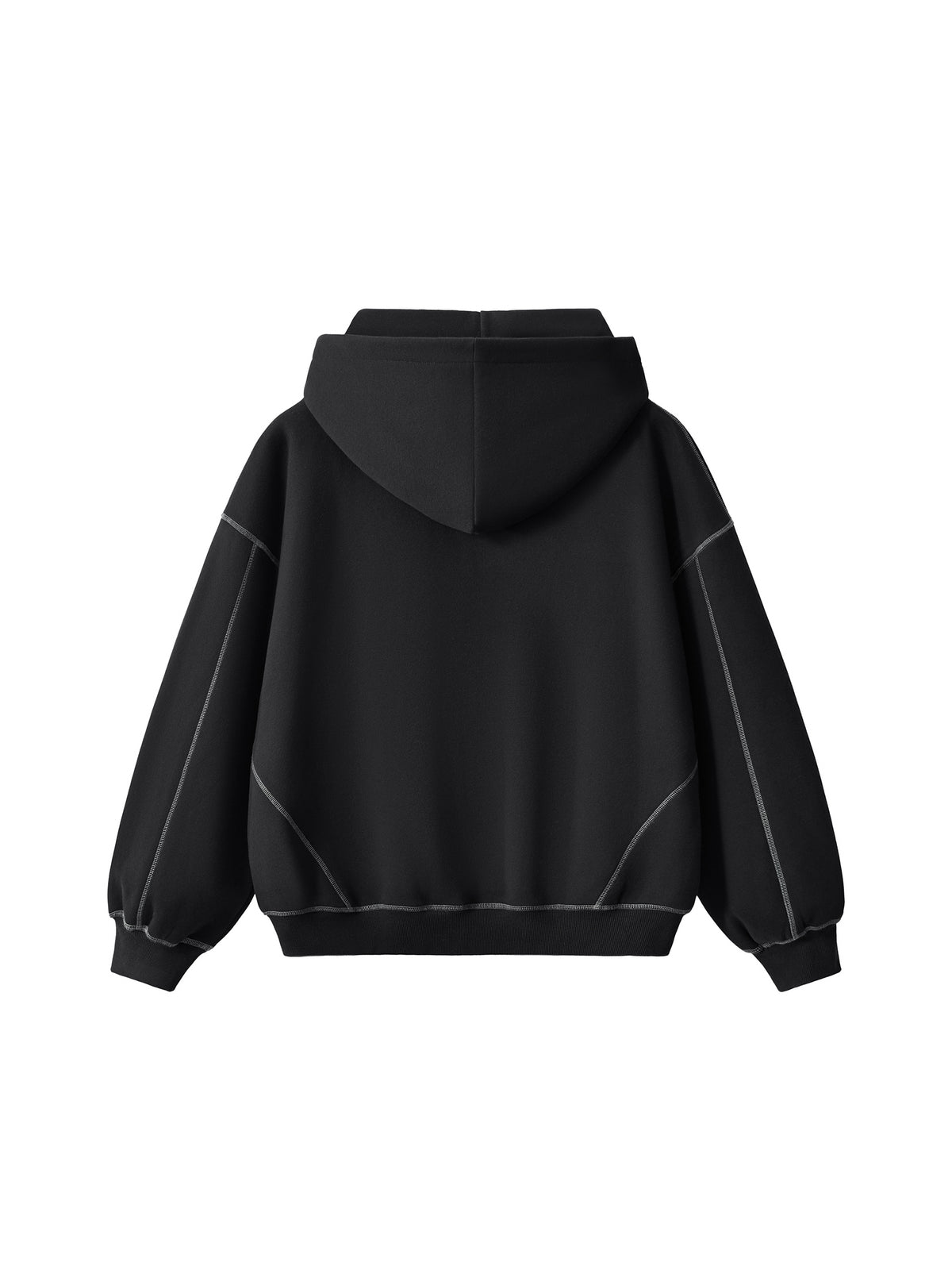 VAGORA Contrast-Stitched Boxy Zip Hoodie (350 GSM)