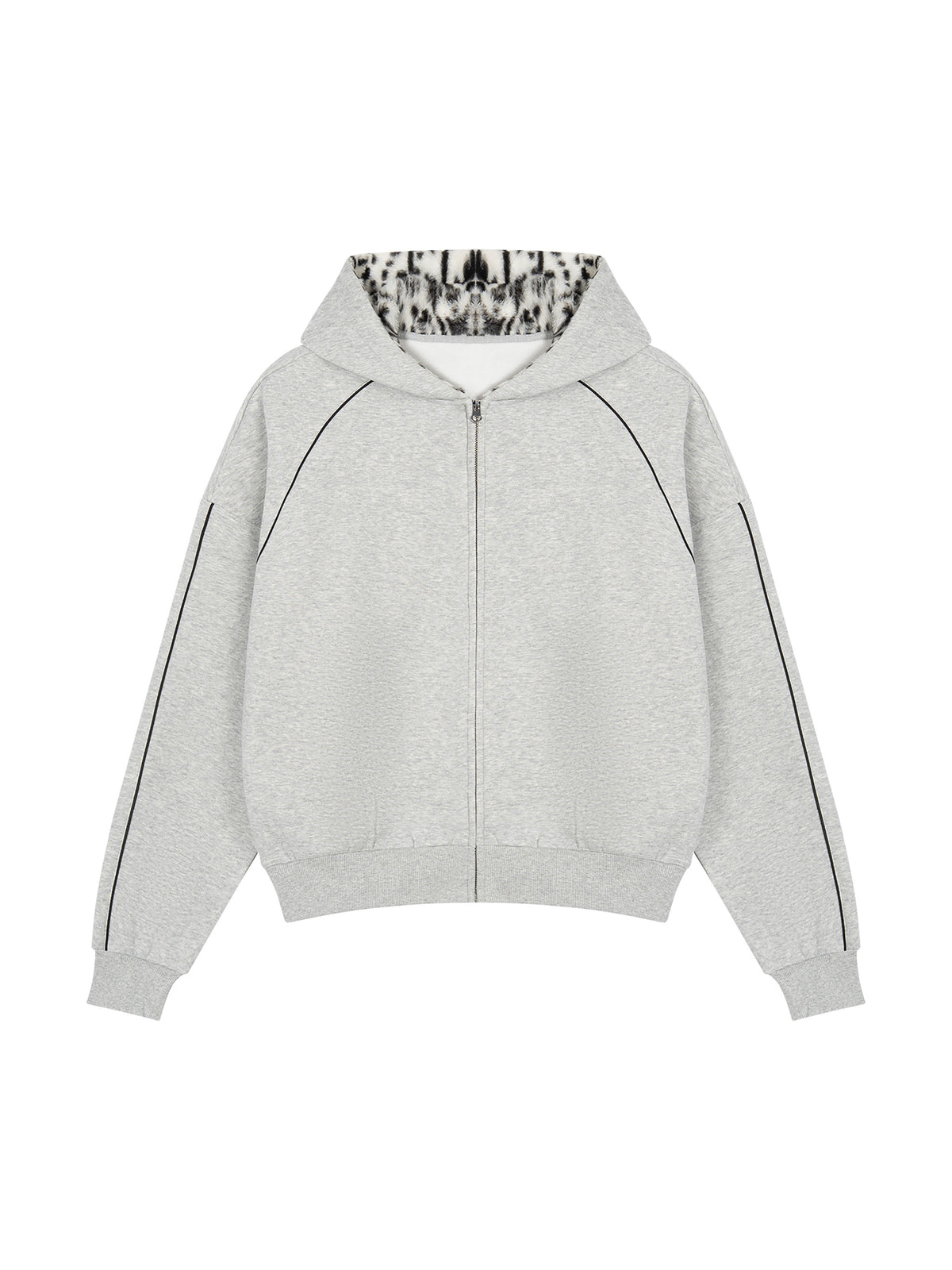 VAGORA Unisex Boxy Fleece Piping Full Zip Hoodie (305 GSM)
