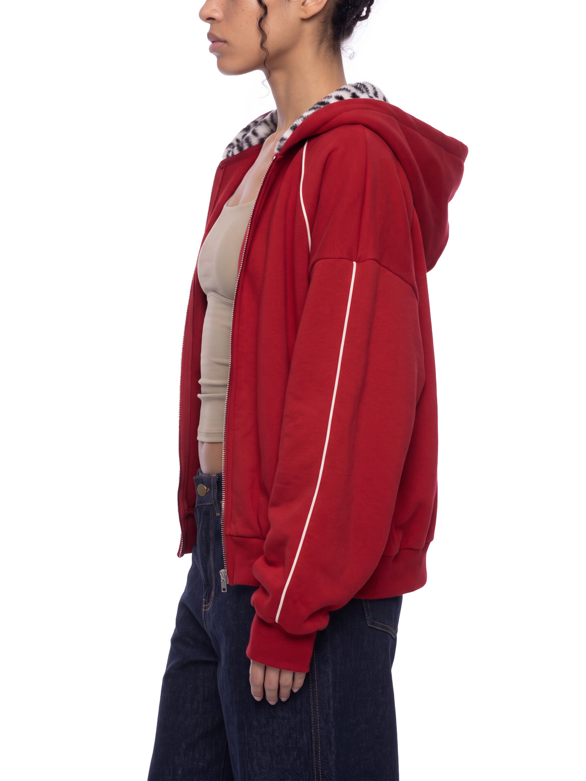 VAGORA Unisex Boxy Fleece Piping Full Zip Hoodie (305 GSM)