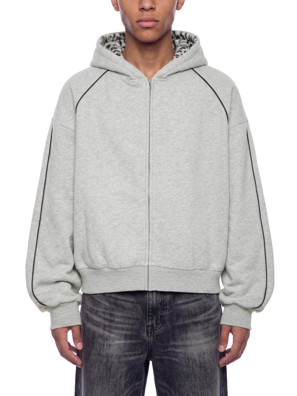 VAGORA Unisex Boxy Fleece Piping Full Zip Hoodie (305 GSM)